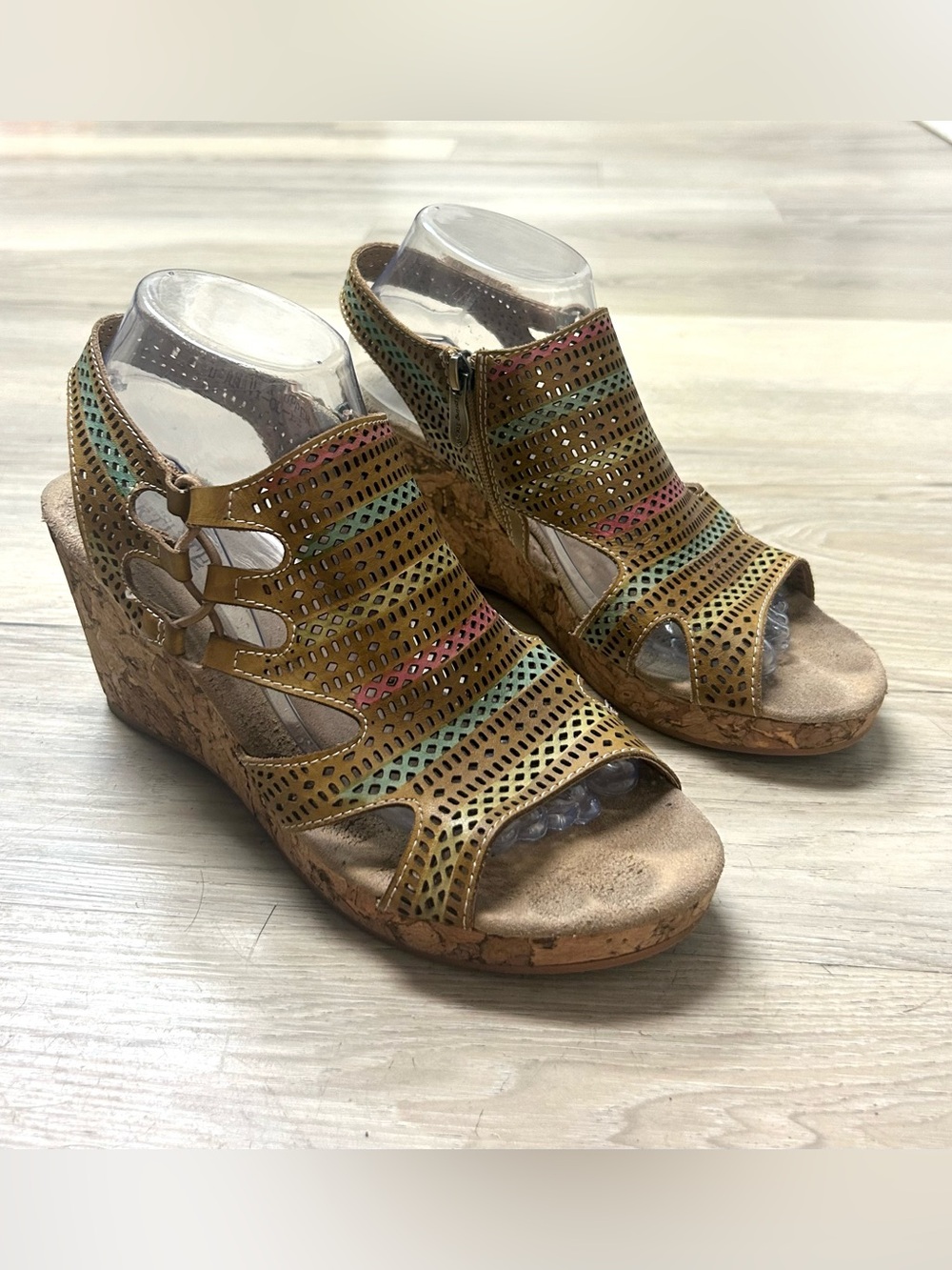 L’artiste Spring Step Sandals Women 9.5 EU 41 Cork Wedge Colorful Artsy Boho